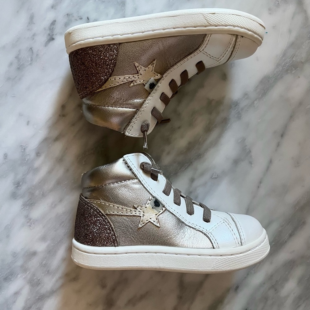 Old Soles metallic gold high tops with shooting star